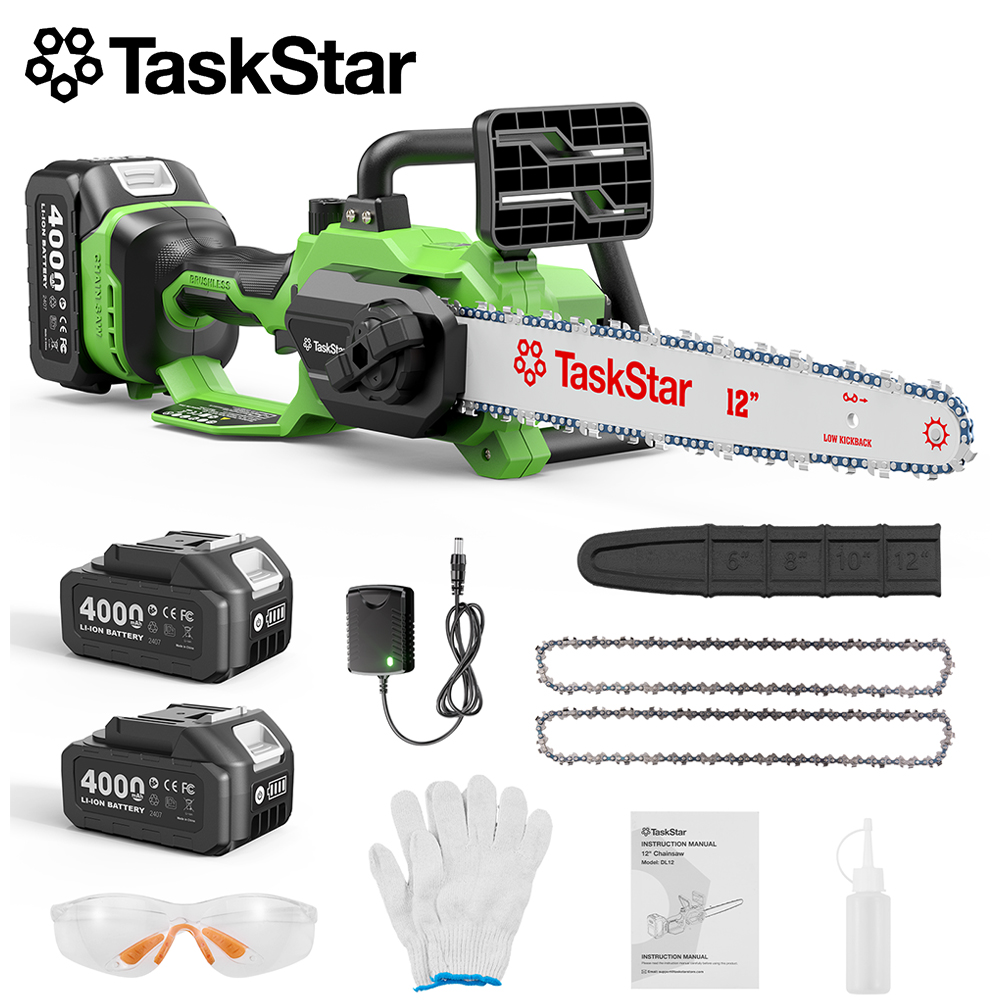 Cordless Chainsaw 12 Inch Battery - TaskStar Bezszczotkowa 12-calowa elektryczna pila łańcuchowa