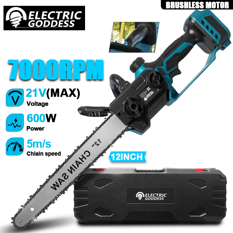 Cordless Chainsaw 12 Inch Battery - 12-calowa Bezprzewodowa Niebieska Elektryczna Piła Łańcuchowa