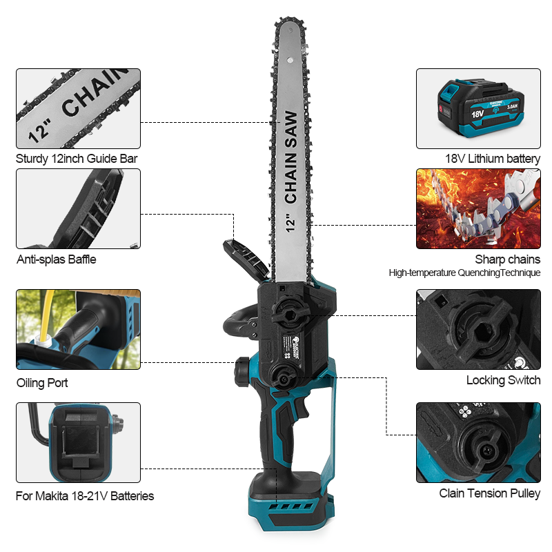 12-calowa Bezprzewodowa Niebie – Cordless Chainsaw 12 Inch Battery recenzja i cena