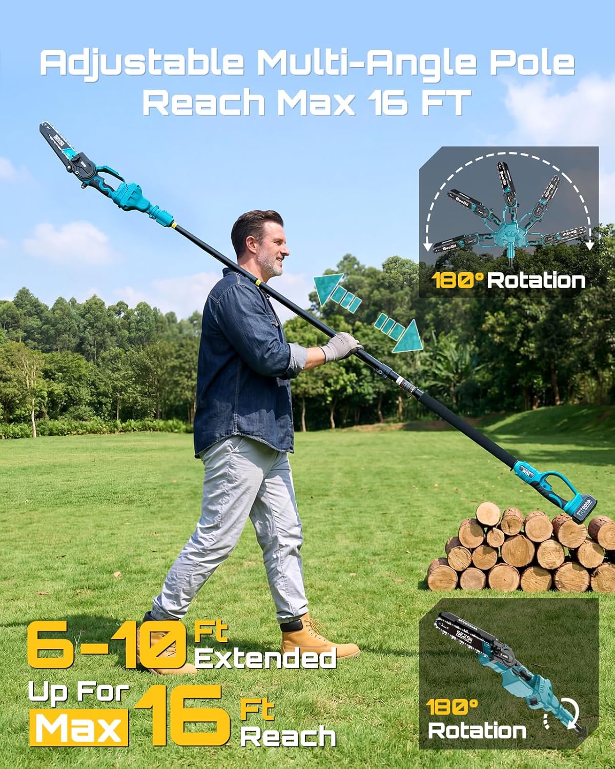 SEESII 8-calowa elektryczna pi – Pole Saw Cordless Telescopic recenzja i cena